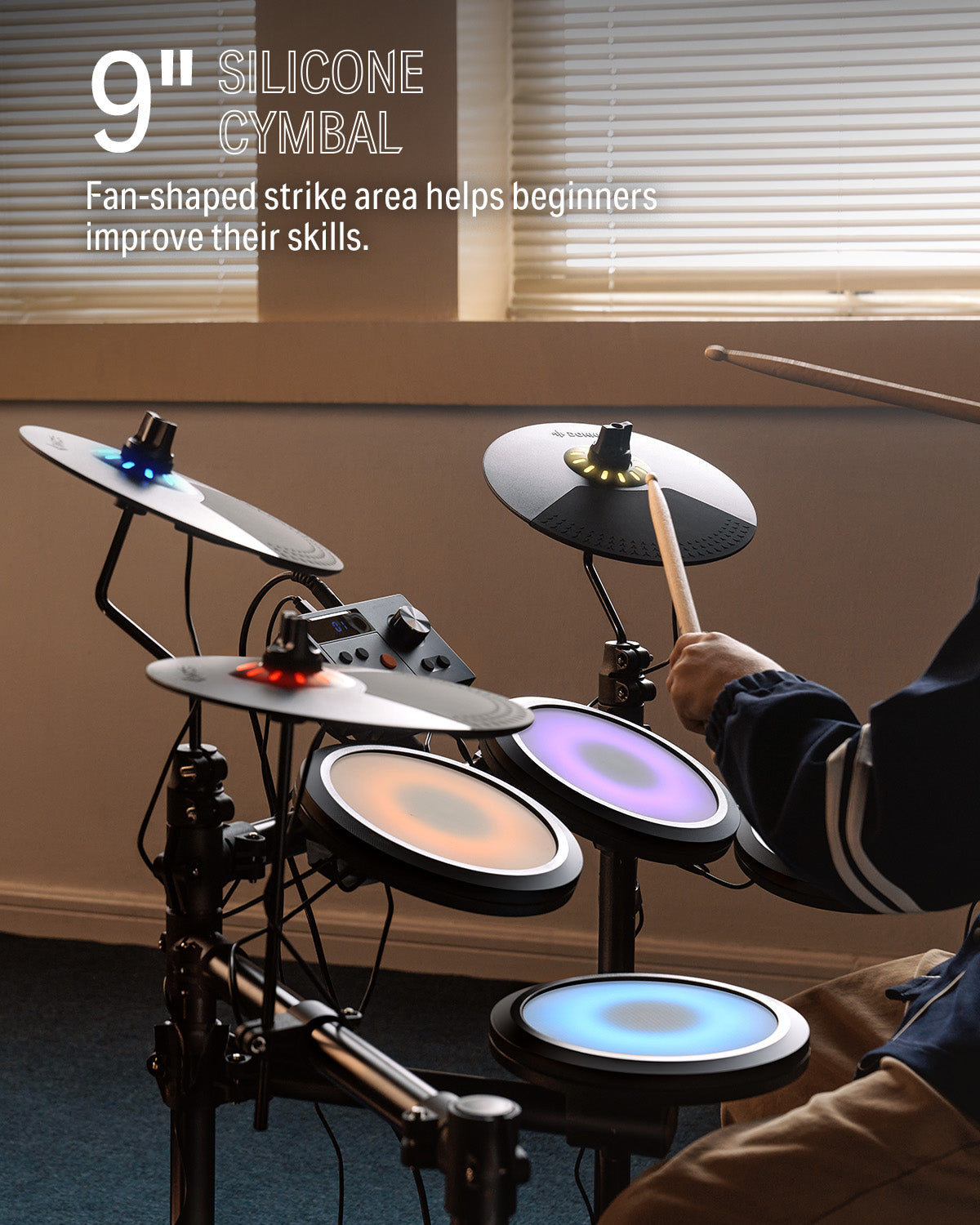 Donner DED-70L Beginner Electronic Drum Set with LED Light