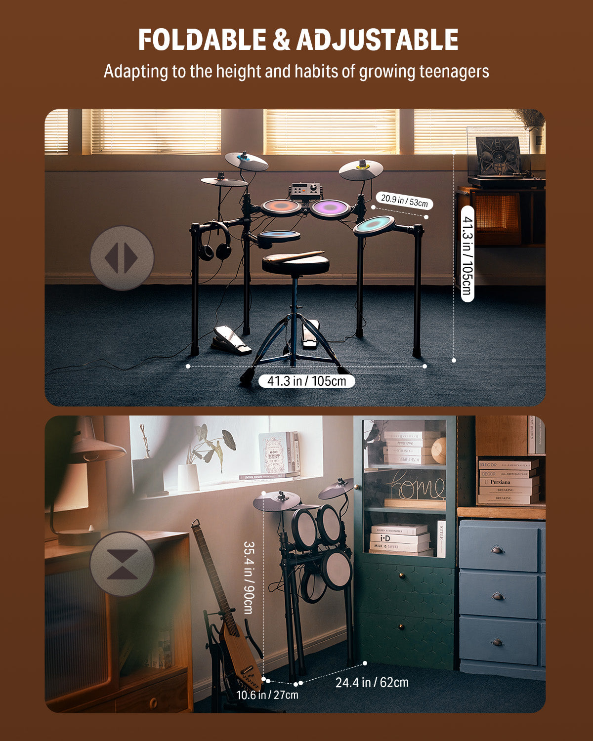 Donner DED-70L Beginner Electronic Drum Set with LED Light