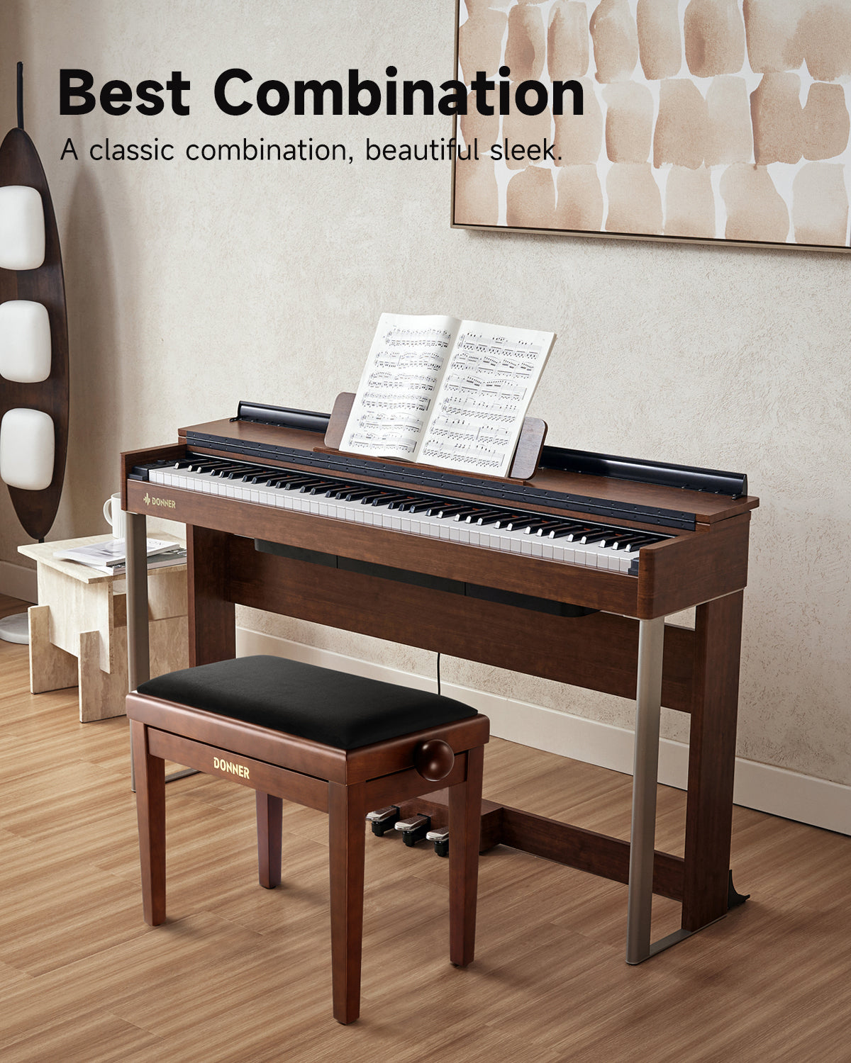 Donner Adjustable Height Wooden Piano Bench