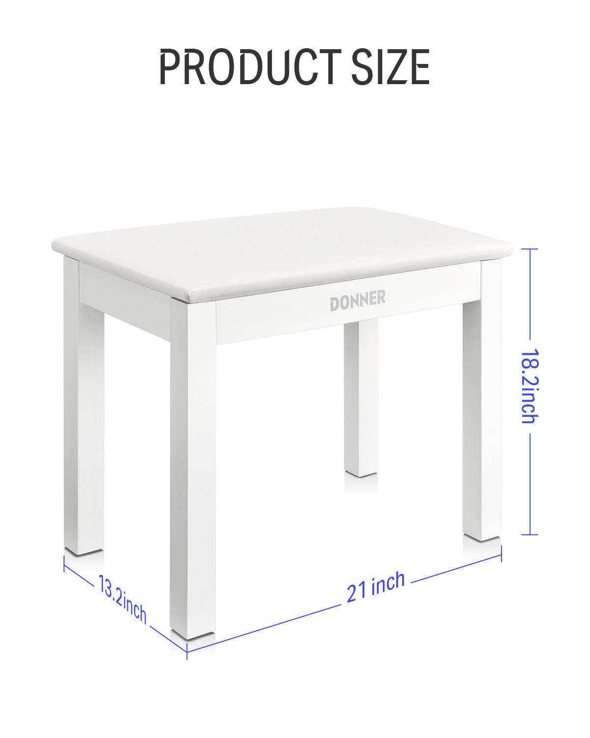 Donner DKB-10 Solid Wood Piano Bench with Storage White