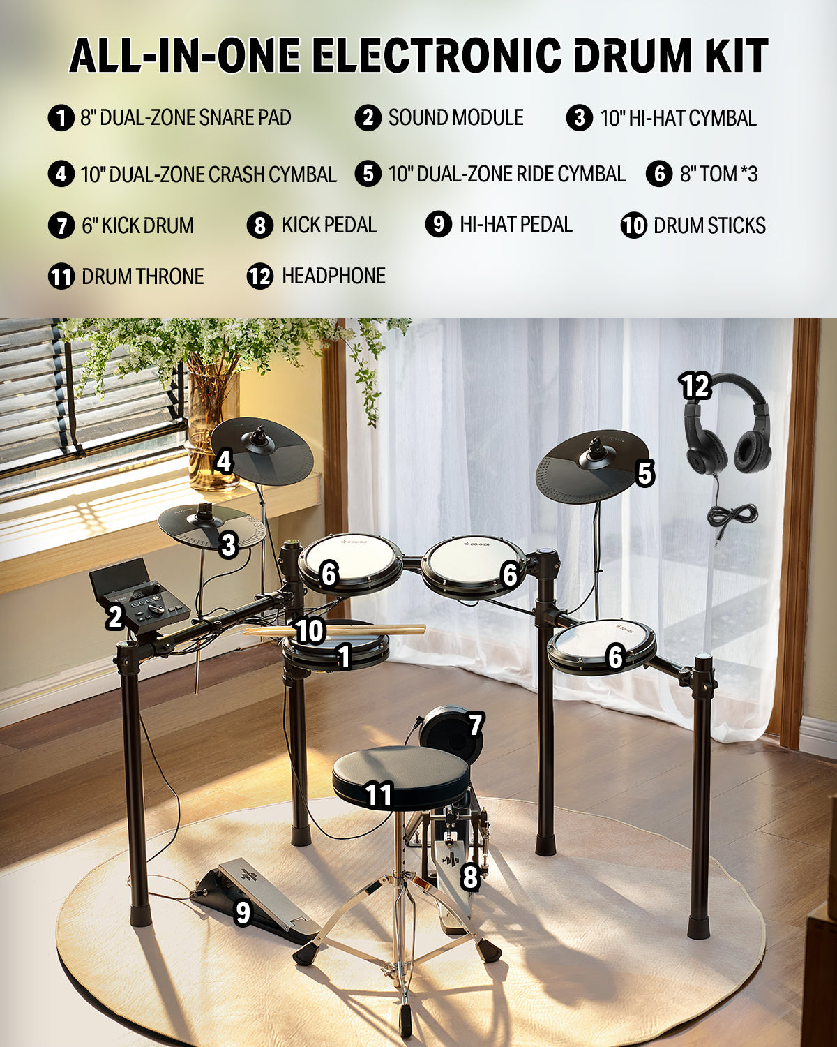 Donner DED-100 Teenager Drum Set