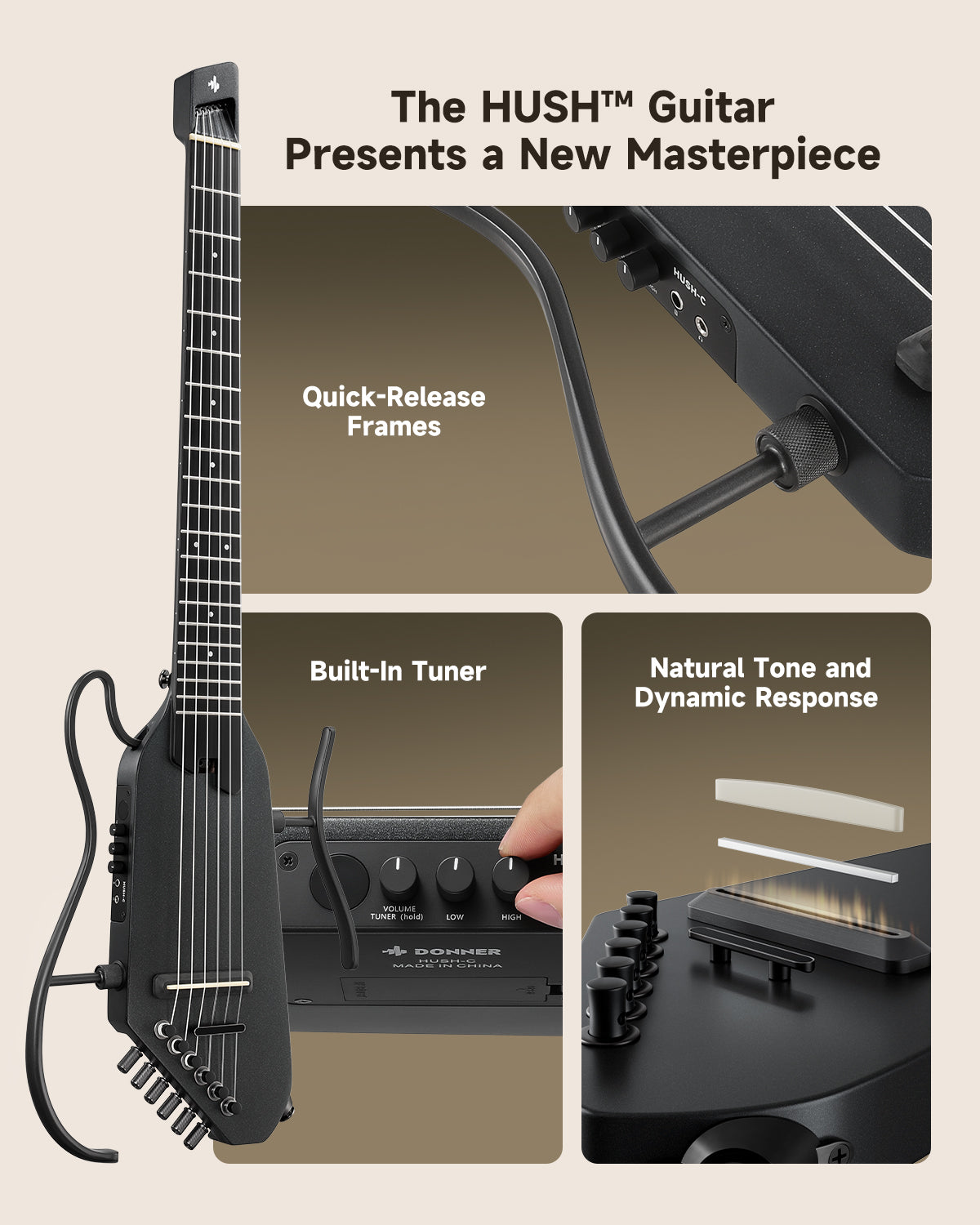 Donner HUSH C Nylon Acoustic-Electric Guitar