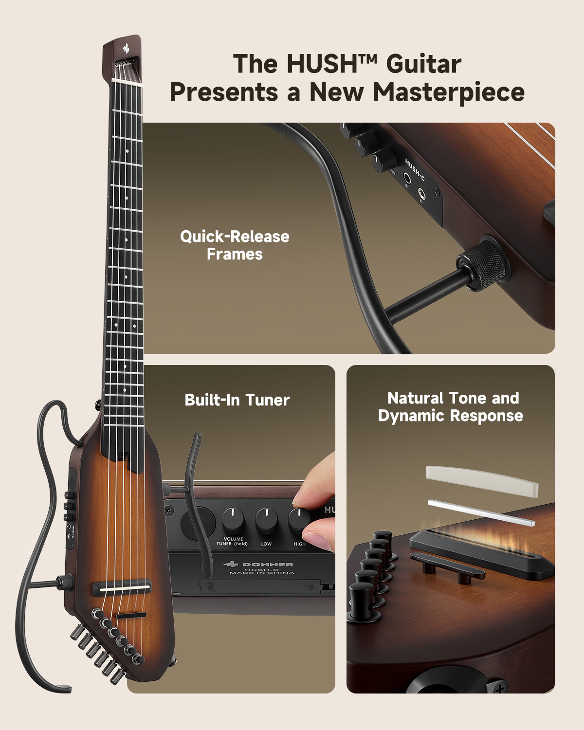 Donner HUSH C Nylon Acoustic-Electric Guitar