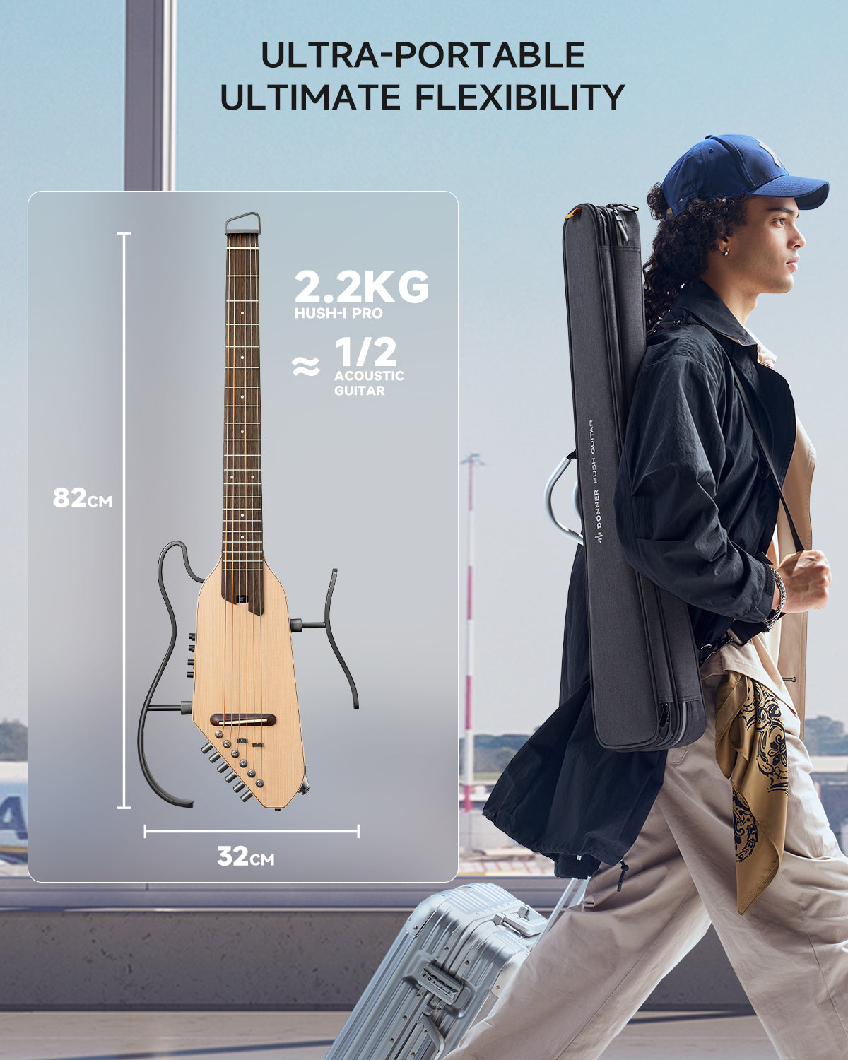 Donner HUSH I PRO Acoustic-Electric Travel Guitar