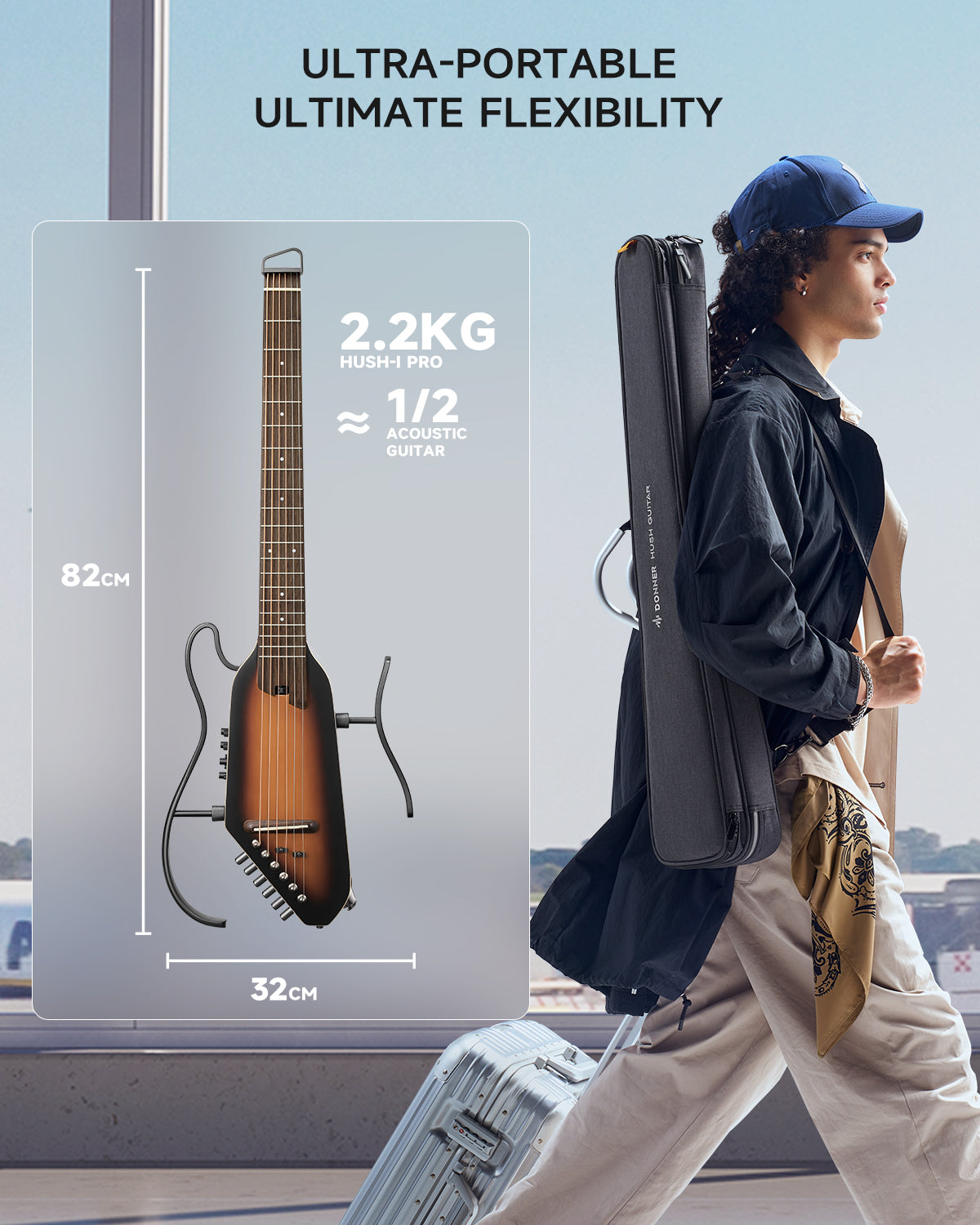 Donner HUSH I PRO Acoustic-Electric Travel Guitar