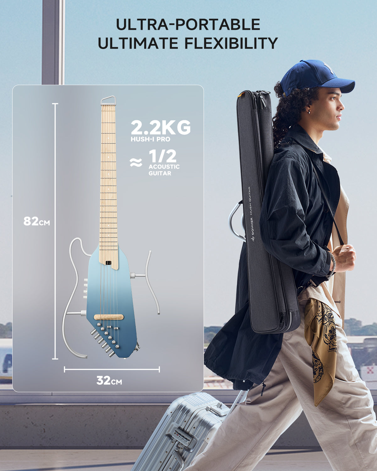 Donner HUSH I PRO Acoustic-Electric Travel Guitar