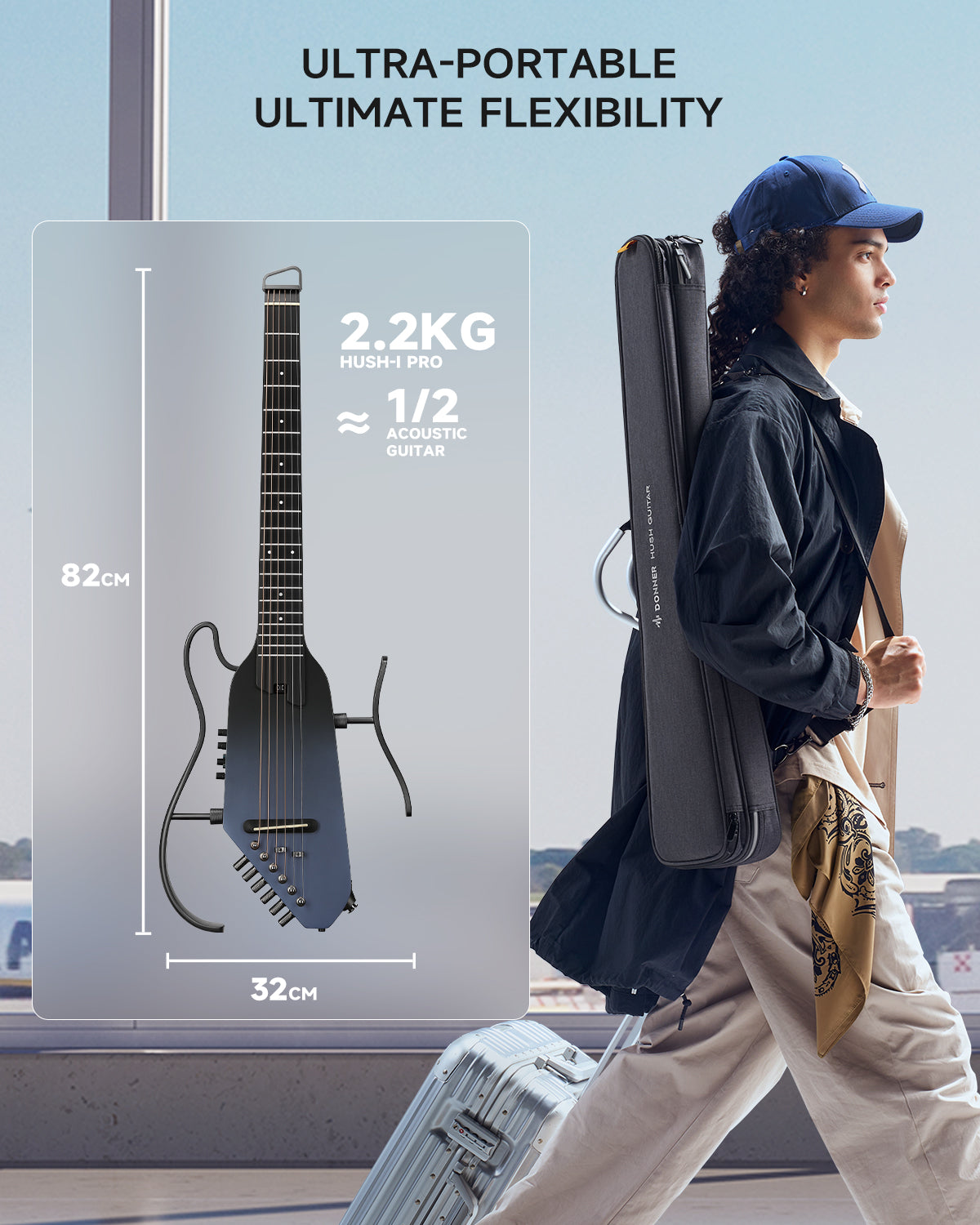 Donner HUSH I PRO Acoustic-Electric Travel Guitar