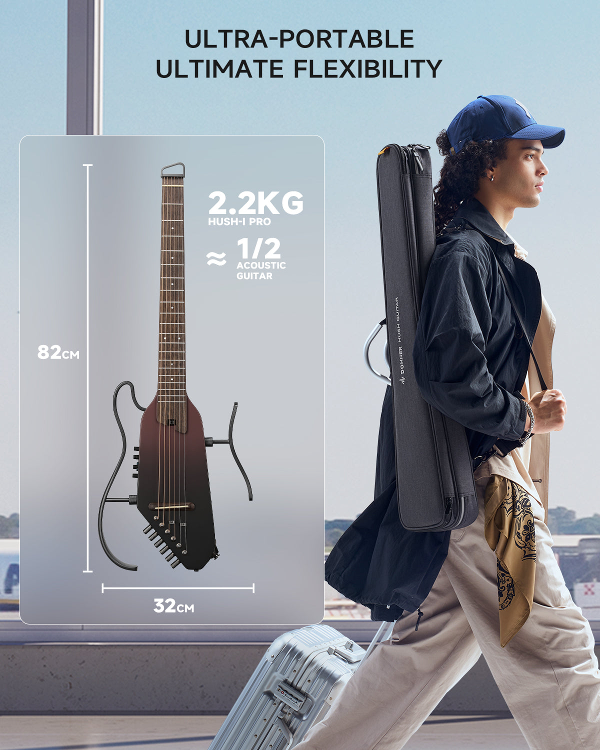 Donner HUSH I PRO Acoustic-Electric Travel Guitar