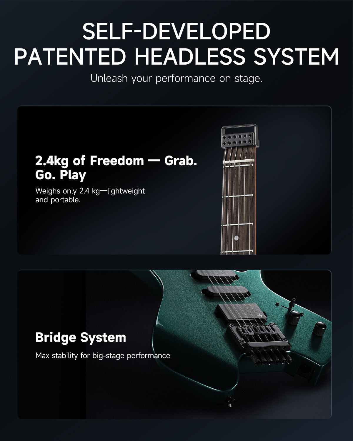 Donner HLX-500 Headless Electric Guitar (NHL-500)