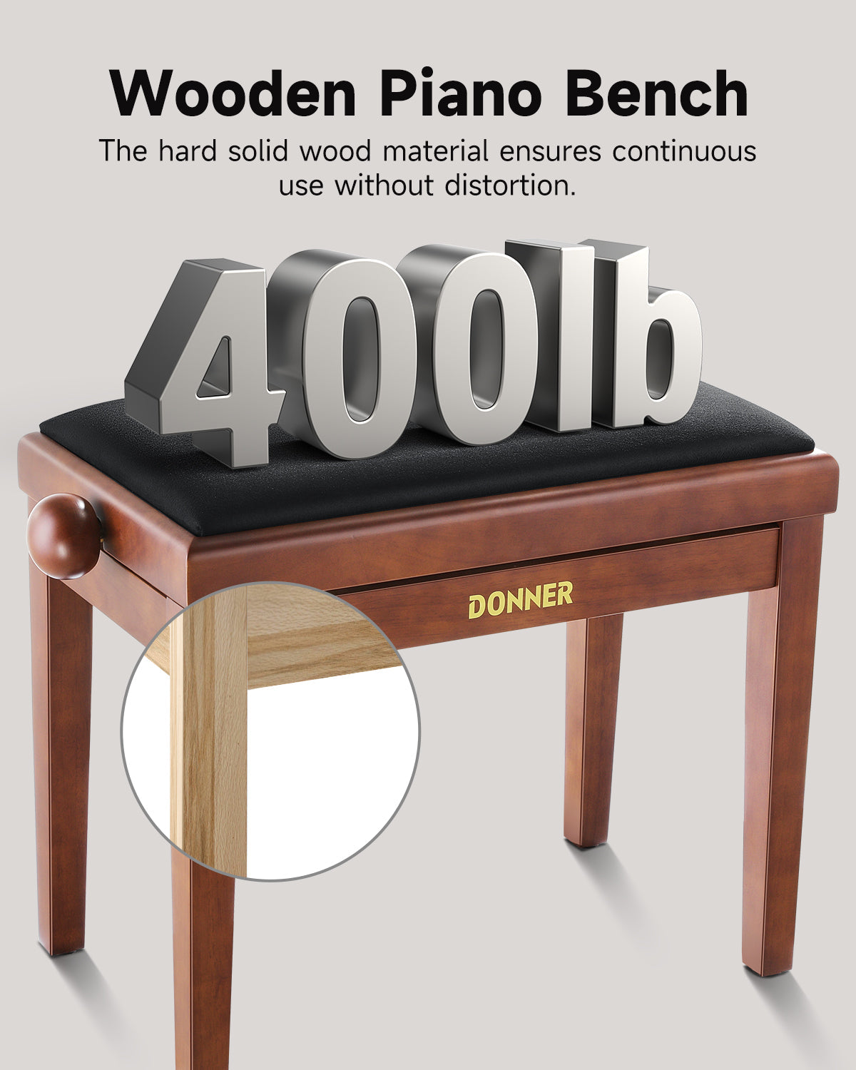 Donner Adjustable Height Wooden Piano Bench