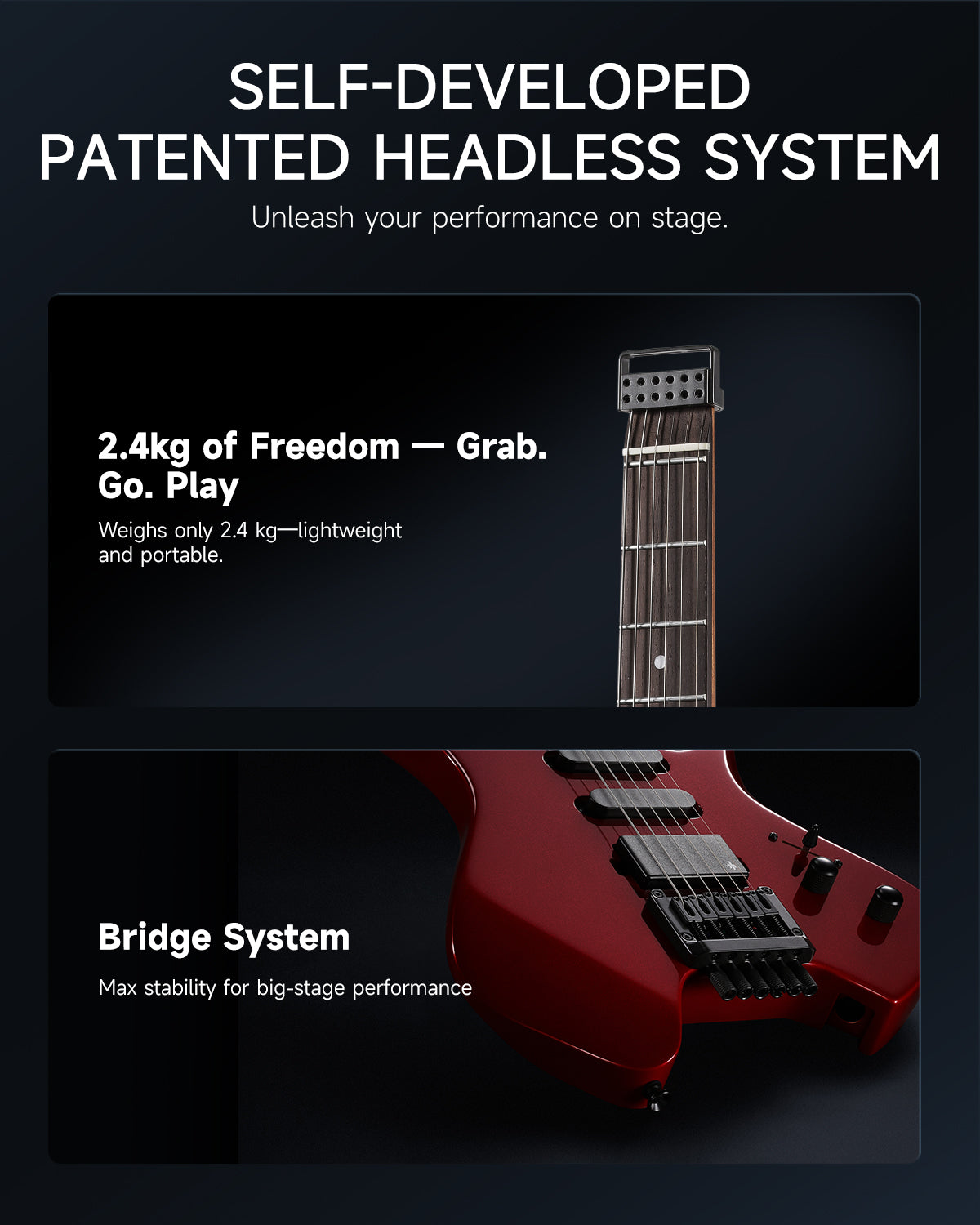 Donner HLX-500 Headless Electric Guitar (NHL-500)
