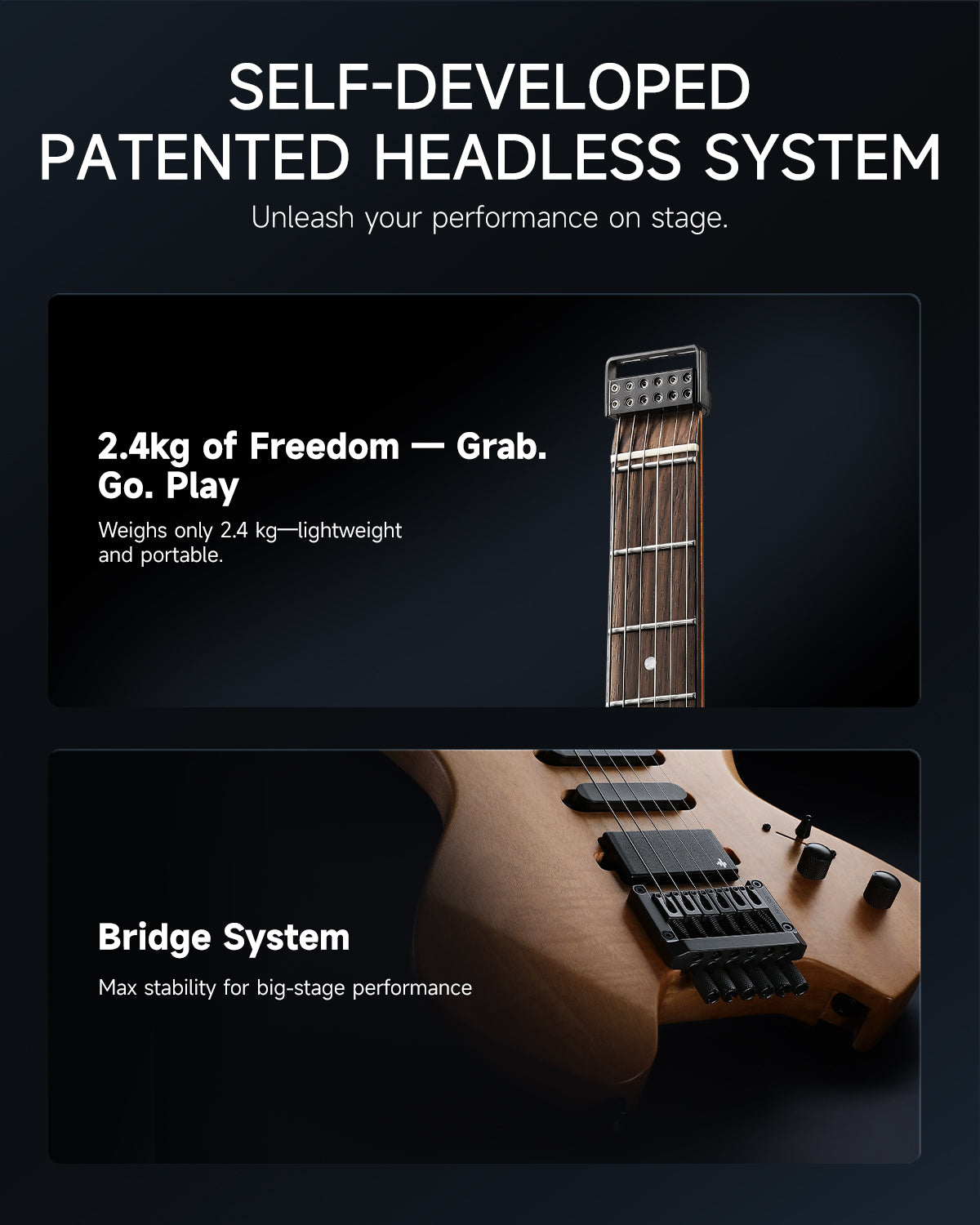 Donner HLX-500 Headless Electric Guitar (NHL-500)