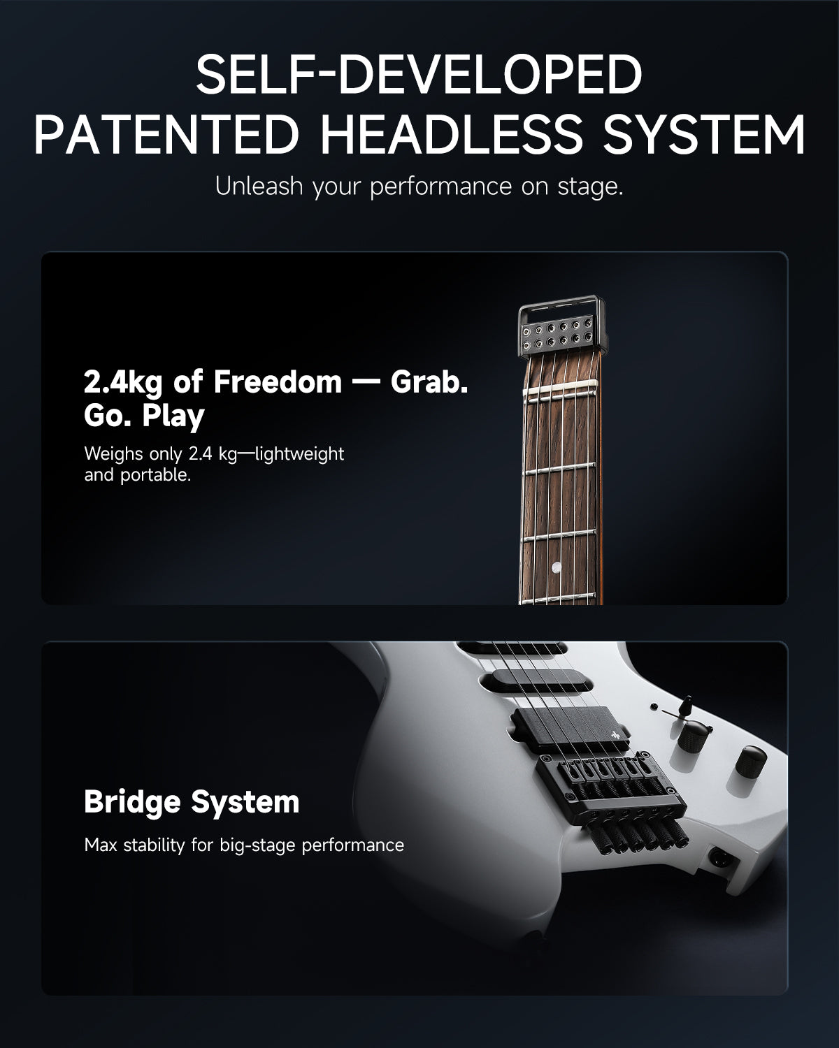 Donner HLX-500 Headless Electric Guitar (NHL-500)