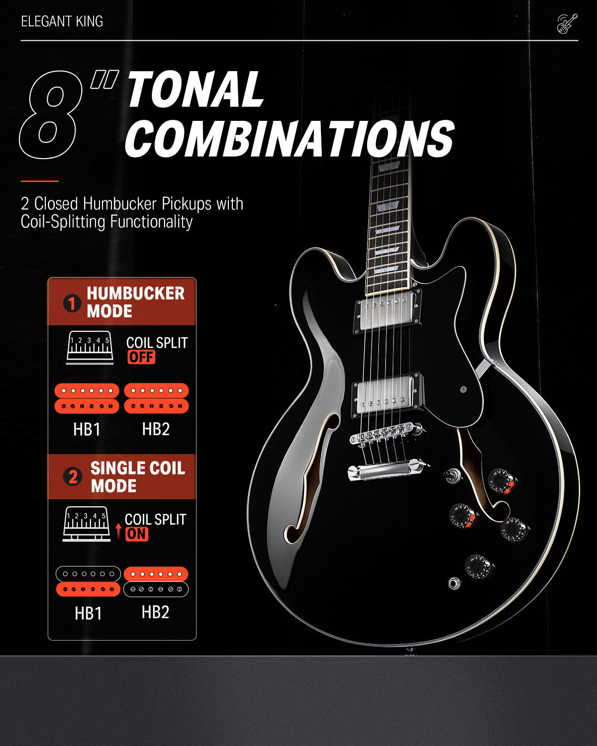 Donner DJP-1000 Electric Jazz Guitar