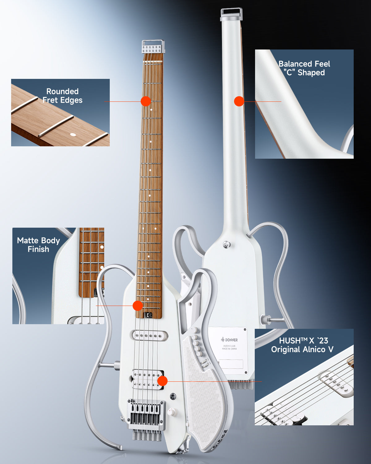 Donner HUSH X LIVE Travel Guitar (MIYAVI Edition Available)
