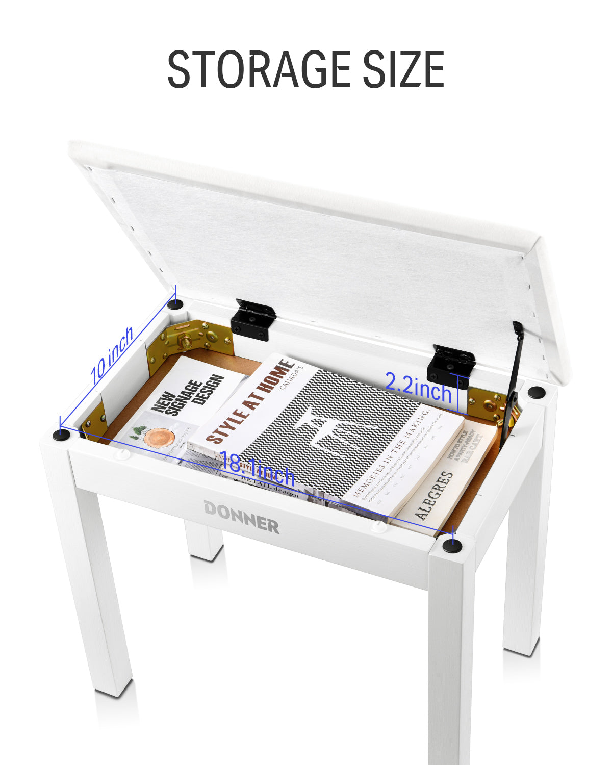 Donner DKB-10 Solid Wood Piano Bench with Storage White