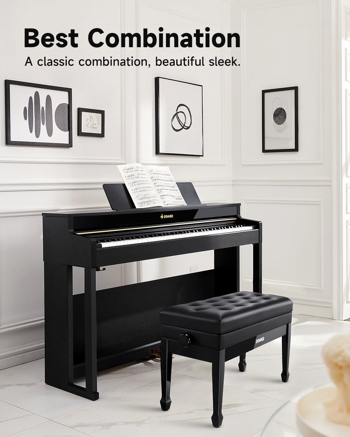 Donner Duet Adjustable Height Piano Bench