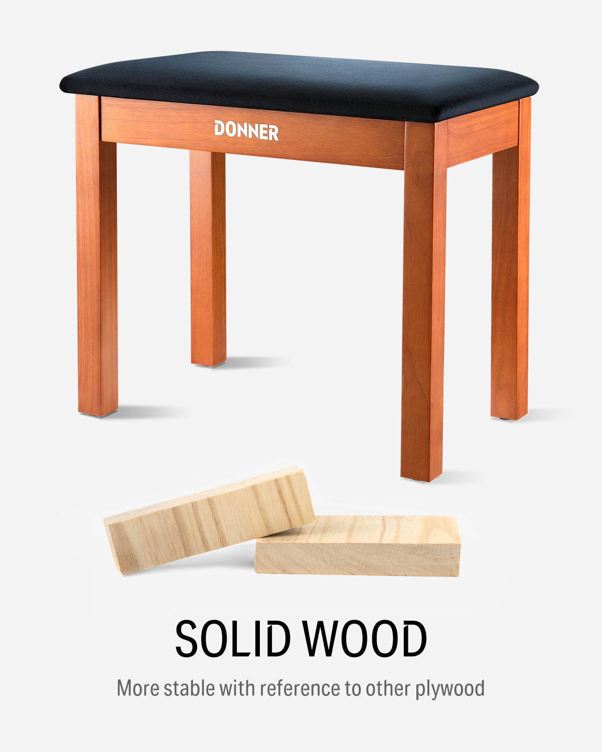 Donner DKB-10 Solid Wood Piano Bench with Storage Natural