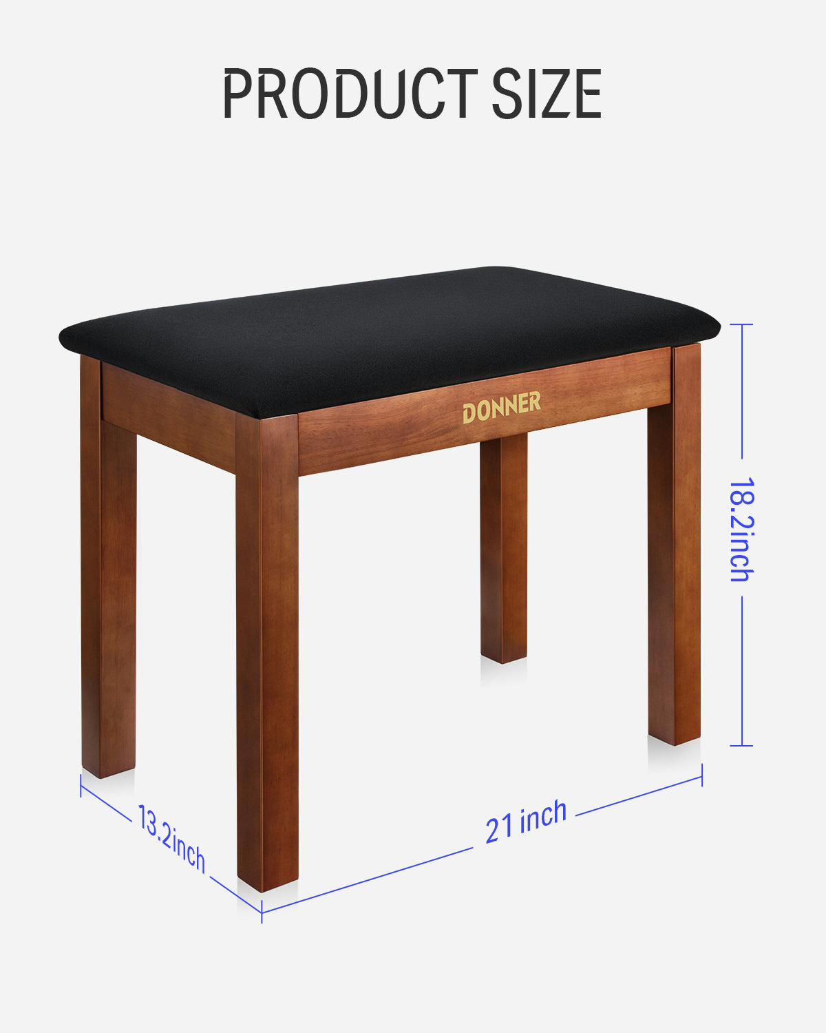 Donner DKB-10 Solid Wood Piano Bench with Storage Brown
