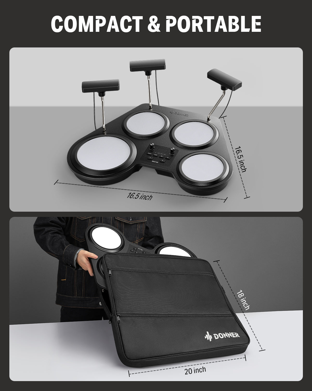 Donner Beat Go Tabletop Electronic Drum Set