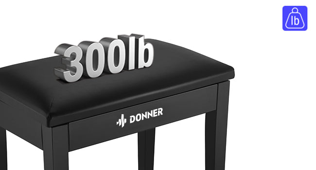 Donner DKB-10 Solid Wood Piano Bench with Storage Black